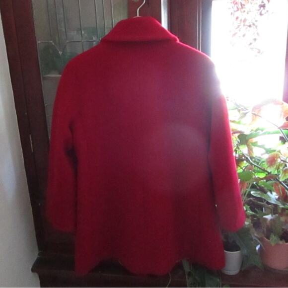 Hilary Radley Red Wool Alpaca Blend Peacoat Jacket Swing Coat Made in Peru M - Picture 10 of 17